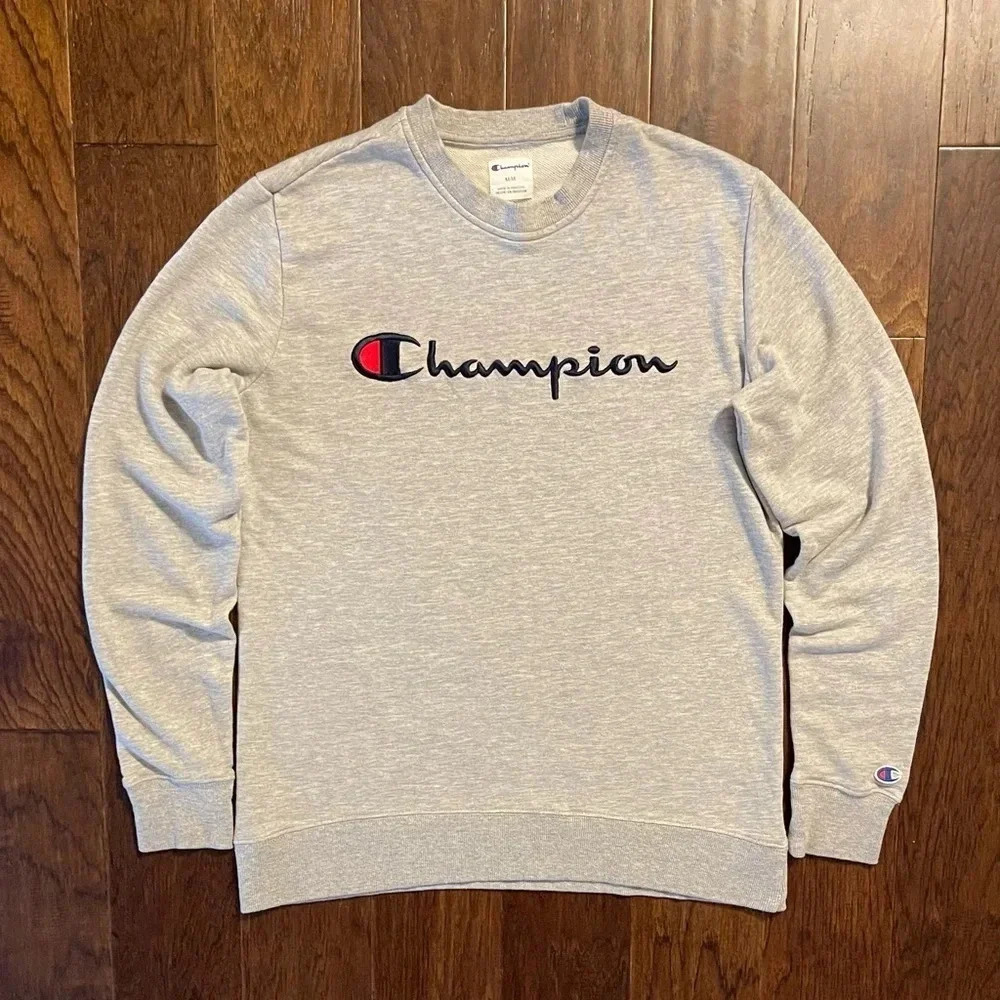 Champion Script Spell Out Pullover Crewneck Sweatshirt